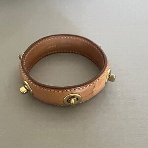 Coach Tan Leather Bracelet with Gold Studs